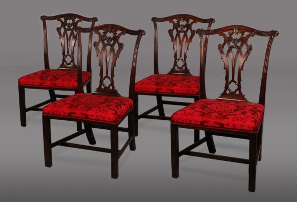 Set of Four Chippendale Period Mahogany Side Chairs