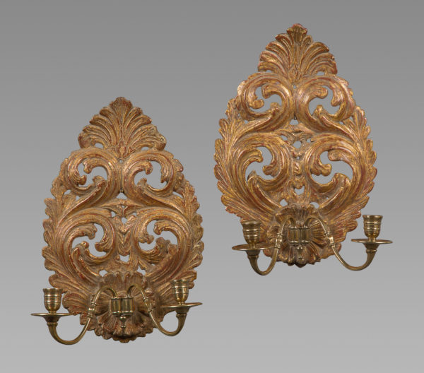 A Good Pair of Charles II Giltwood Wall Sconces