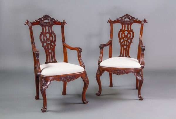 A Very Good Pair of Mid 18th Century Portuguese Rosewood Armchairs in the English Chippendale Style