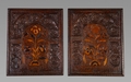 A Pair of 17th Century Oak and Marquetry Panels