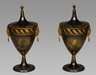 Good Pair of George III Tole Work Chestnut Urns