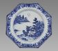 Interesting Octagonal Blue & White Plate After an English Silver Shape