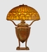 Tiffany "Pomegranate" Dichroic Leaded Glass and Bronze Table Lamp