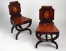 Important Pair George III Armorial Mahogany Hall Chairs