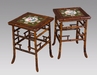 A Pair of Bamboo Side Tables with Porcelain Tops