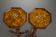Fine and Rare Pair of William and Mary Walnut and Marquetry Inlaid Torchieres