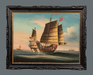 A Good and Large Chinese Export Painting of an Ocean Going Junk in Its Original Chinese “Chippendale” Frame