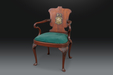 A Very Fine Set of Four Mahogany Armchairs with Inset Bronze Armorial Plaques