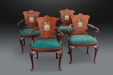 A Very Fine Set of Four Mahogany Armchairs with Inset Bronze Armorial Plaques Commemorating the Marriage of Thomas Wentworth Beaumont and Henrietta Atkinson in 1827