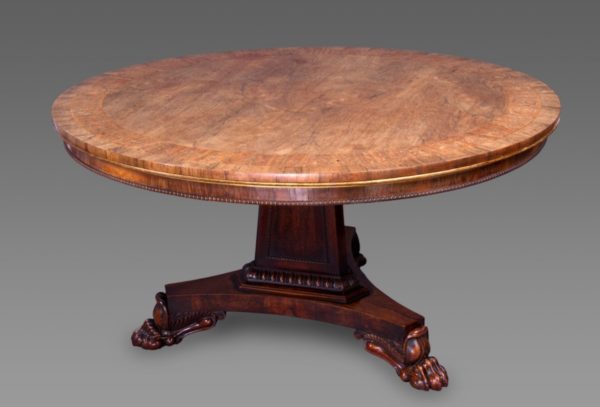 Exceptional Regency Period Rosewood and Marquetry Center Table